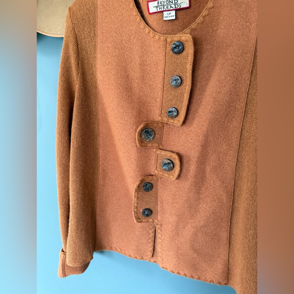Beyond Threads Alpaca/Wool Sweater cardigan Sz Large - Picture 7 of 9